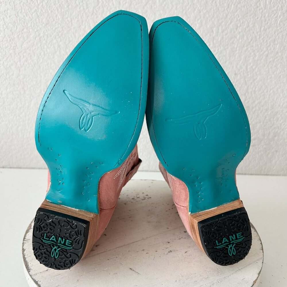 Pink Ankle Boots with Embroidered Design - Picture 9 of 16